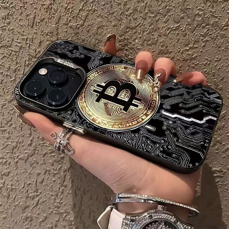 Bitcoin Compatible with Apple 15 Pro Max Cross-Border Phone Case iPhone 16 European and American 17 Pro Prosperity