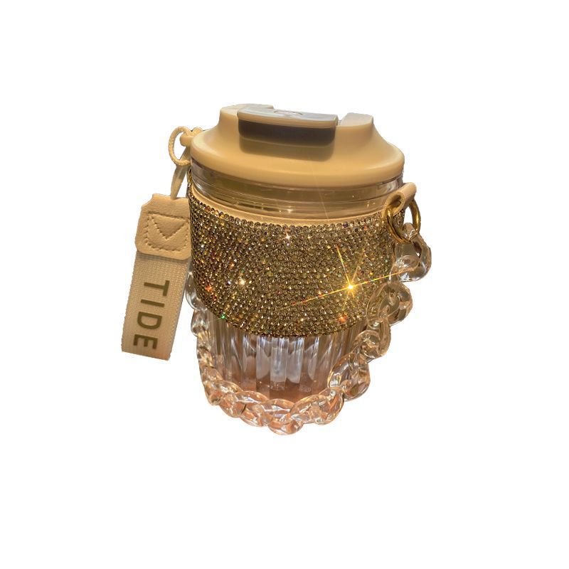 Large Capacity Portable Water Cup Luxury Diamond-Encrusted Chain Handheld Direct Drinking Coffee Cup Export Cross-Border Hot Sale Manufacturer Direct Sale