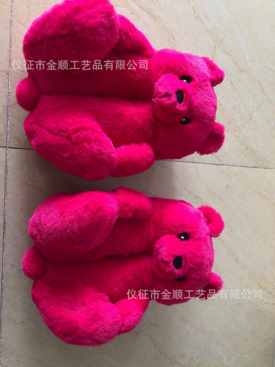 Cartoon Bear Cotton Shoes Warm Cute Teddy Bear Slippers Oversized Indoor Home Shoes Winter Plush Fluffy Slippers Cross-Border
