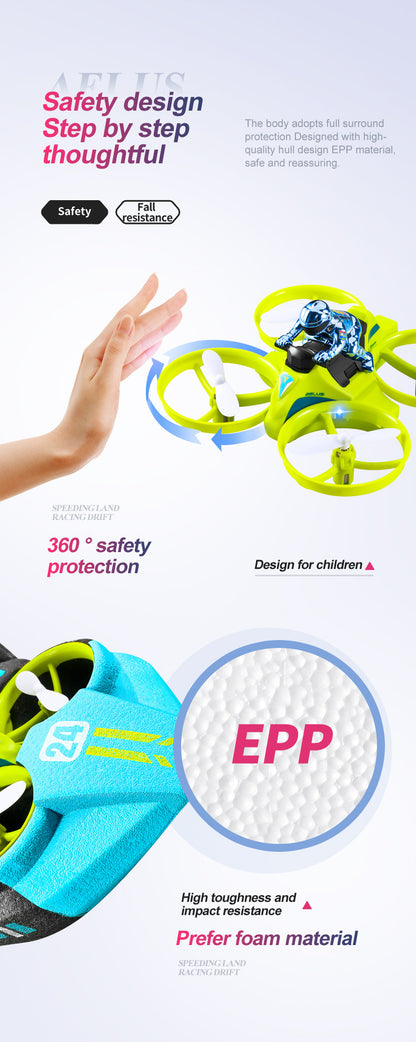Cross-Mirror Sea-Land-Air 3-in-1 Remote Control Airplane Children's Helicopter Stunt Car Boys Quadcopter Toy