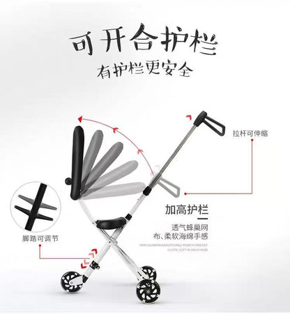 Children's Stroller 3/5 Wheel Lightweight One-Click Folding Travel Stroller for 1-5 Years Old
