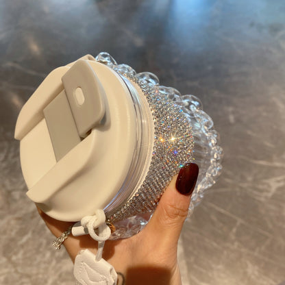 Large Capacity Portable Water Cup Luxury Diamond-Encrusted Chain Handheld Direct Drinking Coffee Cup Export Cross-Border Hot Sale Manufacturer Direct Sale