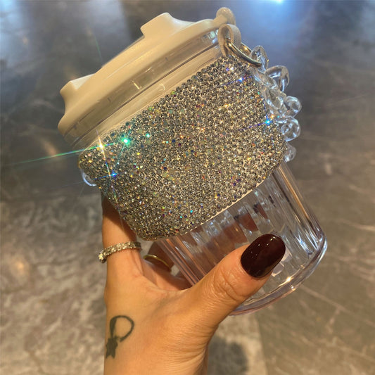 Large Capacity Portable Water Cup Luxury Diamond-Encrusted Chain Handheld Direct Drinking Coffee Cup Export Cross-Border Hot Sale Manufacturer Direct Sale