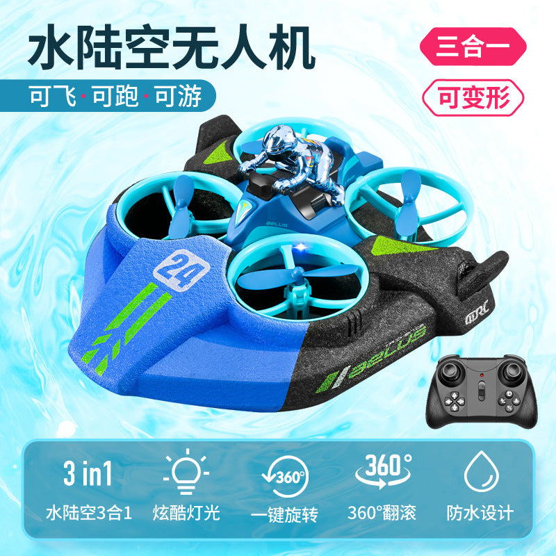 Cross-Mirror Sea-Land-Air 3-in-1 Remote Control Airplane Children's Helicopter Stunt Car Boys Quadcopter Toy