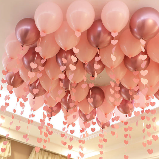 Pink Birthday Balloon Pendant Heart-shaped New House Decoration Scene Romantic Rain Silk Ceiling Balloon