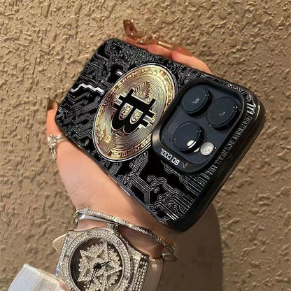 Bitcoin Compatible with Apple 15 Pro Max Cross-Border Phone Case iPhone 16 European and American 17 Pro Prosperity