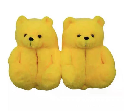 Cartoon Bear Cotton Shoes Warm Cute Teddy Bear Slippers Oversized Indoor Home Shoes Winter Plush Fluffy Slippers Cross-Border
