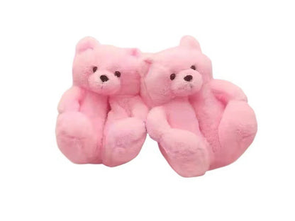 Cartoon Bear Cotton Shoes Warm Cute Teddy Bear Slippers Oversized Indoor Home Shoes Winter Plush Fluffy Slippers Cross-Border