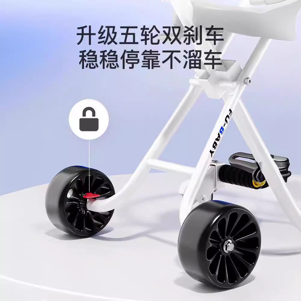 Children's Stroller 3/5 Wheel Lightweight One-Click Folding Travel Stroller for 1-5 Years Old