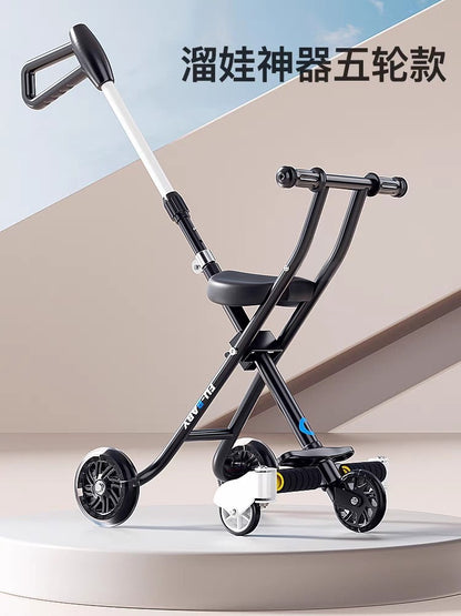 Children's Stroller 3/5 Wheel Lightweight One-Click Folding Travel Stroller for 1-5 Years Old