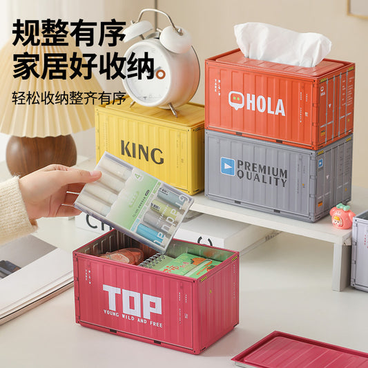 Vintage Industrial Style Large Tin Container Ornament Storage Box Office Creative Soft Decoration Tissue Box