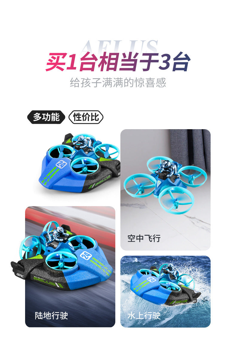 Cross-Mirror Sea-Land-Air 3-in-1 Remote Control Airplane Children's Helicopter Stunt Car Boys Quadcopter Toy