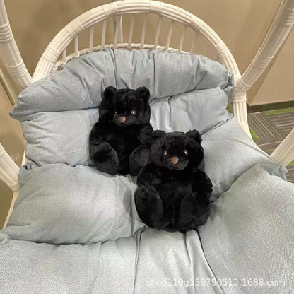 Cartoon Bear Cotton Shoes Warm Cute Teddy Bear Slippers Oversized Indoor Home Shoes Winter Plush Fluffy Slippers Cross-Border