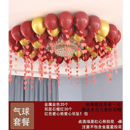 Pink Birthday Balloon Pendant Heart-shaped New House Decoration Scene Romantic Rain Silk Ceiling Balloon
