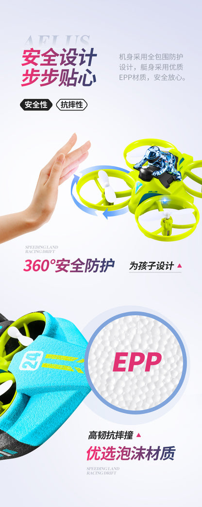 Cross-Mirror Sea-Land-Air 3-in-1 Remote Control Airplane Children's Helicopter Stunt Car Boys Quadcopter Toy