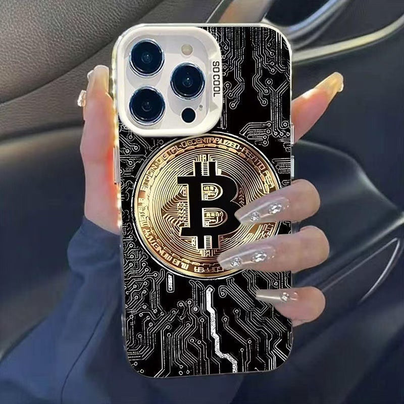 Bitcoin Compatible with Apple 15 Pro Max Cross-Border Phone Case iPhone 16 European and American 17 Pro Prosperity