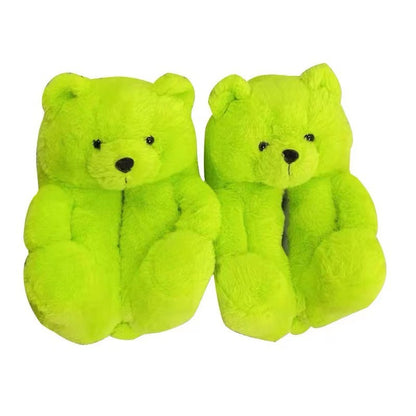 Cartoon Bear Cotton Shoes Warm Cute Teddy Bear Slippers Oversized Indoor Home Shoes Winter Plush Fluffy Slippers Cross-Border
