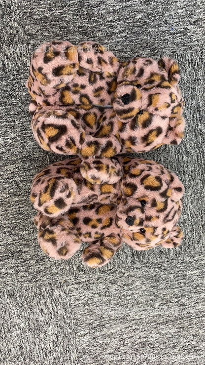 Cartoon Bear Cotton Shoes Warm Cute Teddy Bear Slippers Oversized Indoor Home Shoes Winter Plush Fluffy Slippers Cross-Border