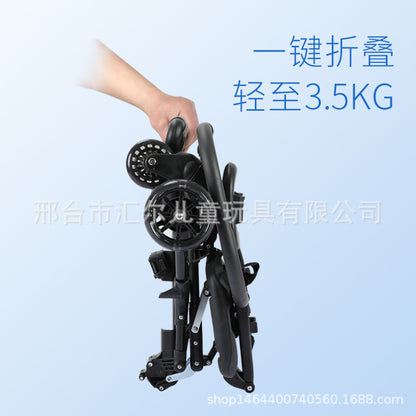 TikTok Cross-Border Hot-Selling Baby Stroller, One-Click Foldable, Two-Way Sitting, Lightweight Four-Wheel Baby Stroller