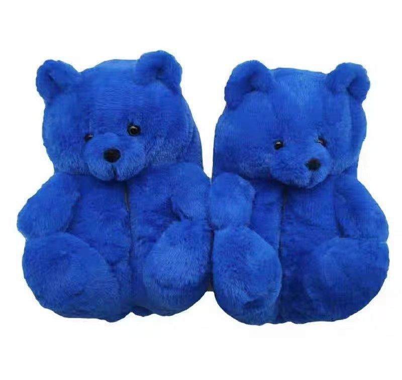 Cartoon Bear Cotton Shoes Warm Cute Teddy Bear Slippers Oversized Indoor Home Shoes Winter Plush Fluffy Slippers Cross-Border
