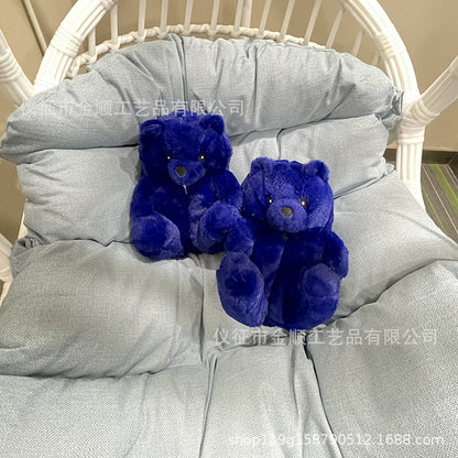 Cartoon Bear Cotton Shoes Warm Cute Teddy Bear Slippers Oversized Indoor Home Shoes Winter Plush Fluffy Slippers Cross-Border