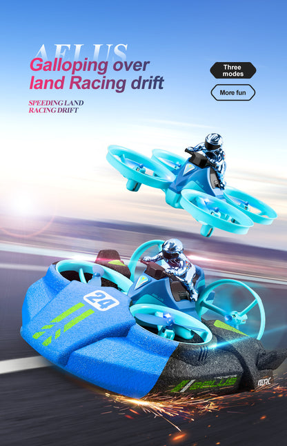 Cross-Mirror Sea-Land-Air 3-in-1 Remote Control Airplane Children's Helicopter Stunt Car Boys Quadcopter Toy