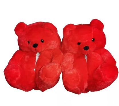 Cartoon Bear Cotton Shoes Warm Cute Teddy Bear Slippers Oversized Indoor Home Shoes Winter Plush Fluffy Slippers Cross-Border