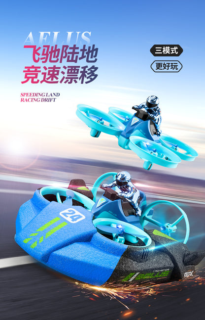 Cross-Mirror Sea-Land-Air 3-in-1 Remote Control Airplane Children's Helicopter Stunt Car Boys Quadcopter Toy