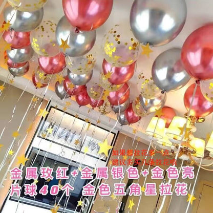 Pink Birthday Balloon Pendant Heart-shaped New House Decoration Scene Romantic Rain Silk Ceiling Balloon