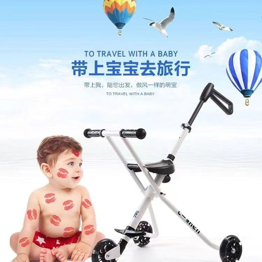 Children's Stroller 3/5 Wheel Lightweight One-Click Folding Travel Stroller for 1-5 Years Old