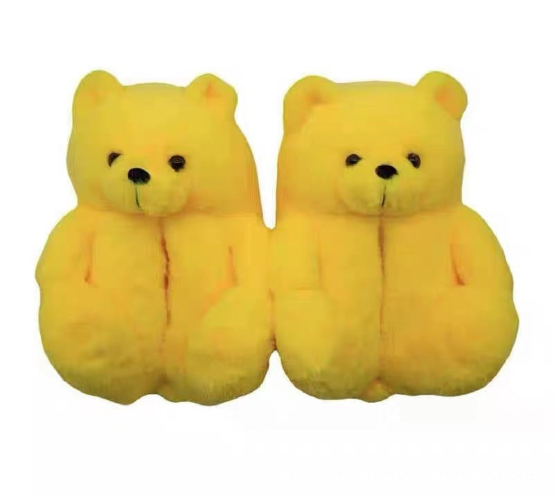 Cartoon Bear Cotton Shoes Warm Cute Teddy Bear Slippers Oversized Indoor Home Shoes Winter Plush Fluffy Slippers Cross-Border