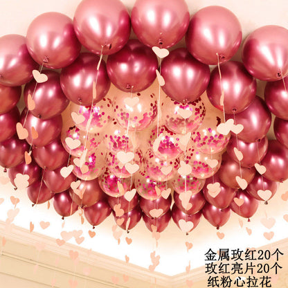 Pink Birthday Balloon Pendant Heart-shaped New House Decoration Scene Romantic Rain Silk Ceiling Balloon