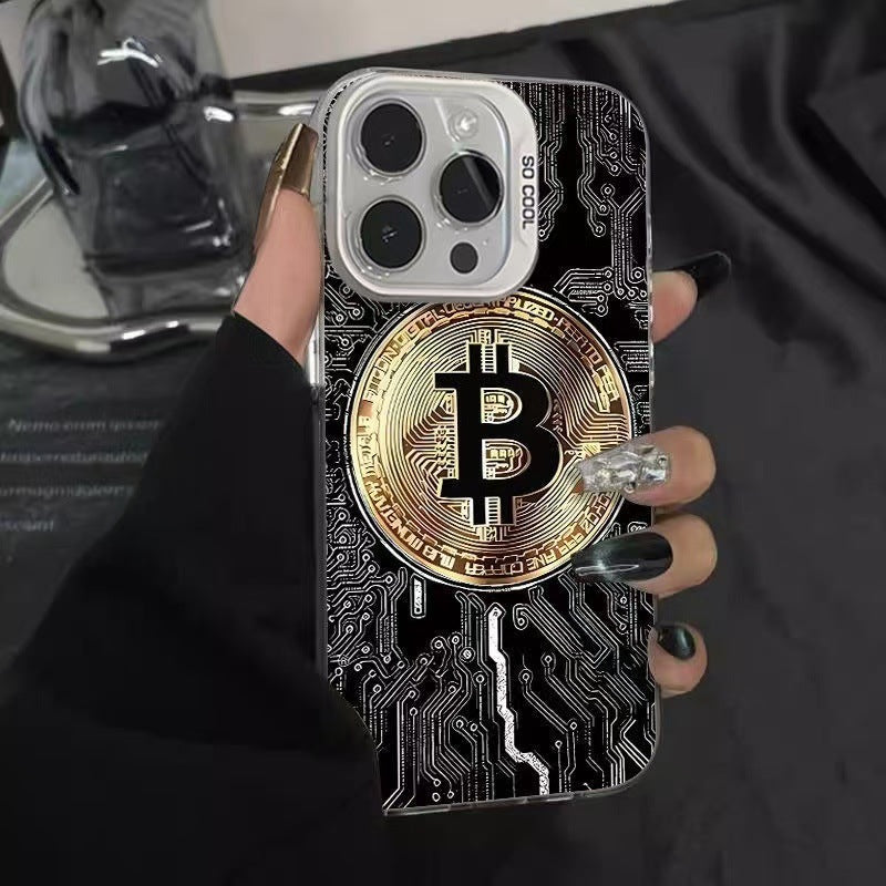 Bitcoin Compatible with Apple 15 Pro Max Cross-Border Phone Case iPhone 16 European and American 17 Pro Prosperity