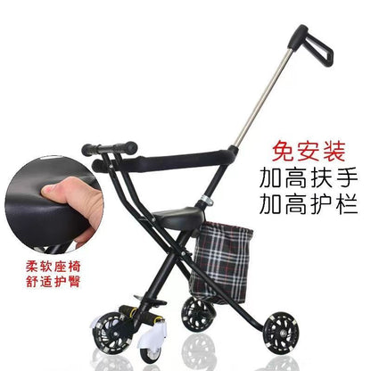 Children's Stroller 3/5 Wheel Lightweight One-Click Folding Travel Stroller for 1-5 Years Old