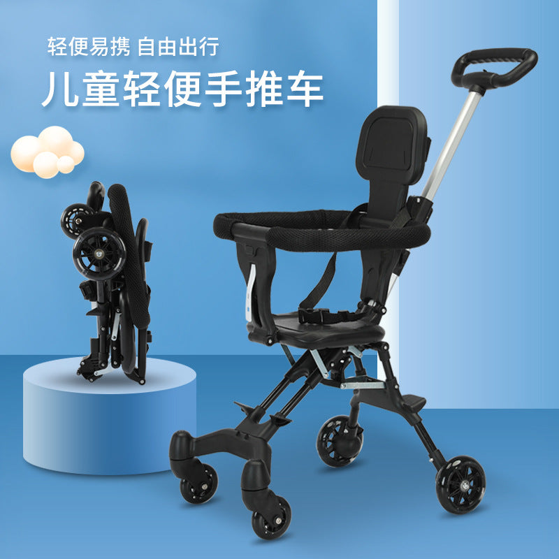 TikTok Cross-Border Hot-Selling Baby Stroller, One-Click Foldable, Two-Way Sitting, Lightweight Four-Wheel Baby Stroller