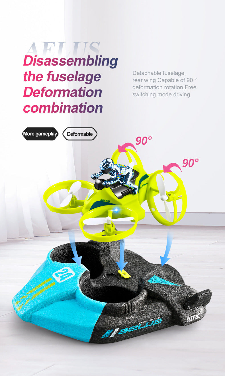 Cross-Mirror Sea-Land-Air 3-in-1 Remote Control Airplane Children's Helicopter Stunt Car Boys Quadcopter Toy